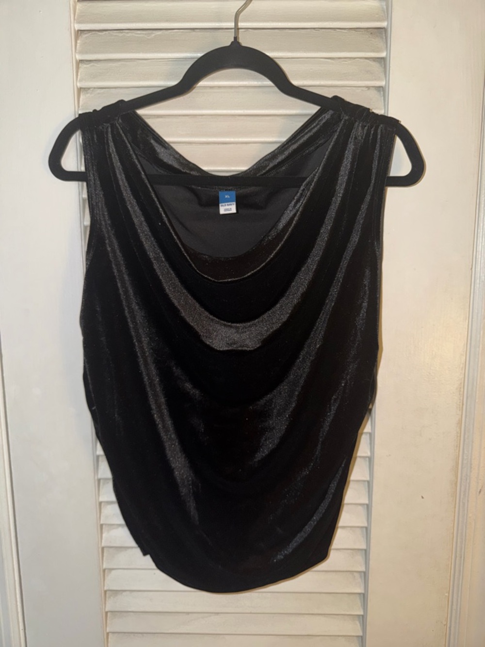 Old Navy Black Draped Velvet Cowl Neck Top